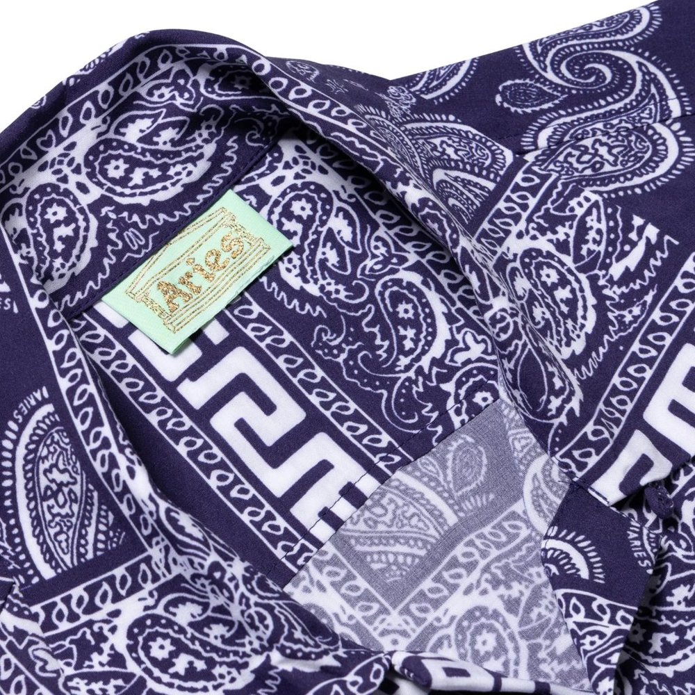 Aries Bandana Print Hawaiian Shortsleeve Shirt - Navy - Picture 3 of 8